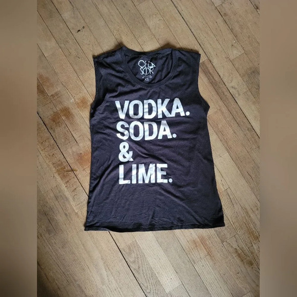 Chaser Vodka Soda Lime Washed Black Muscle Tee, Size XS - Picture 5 of 7